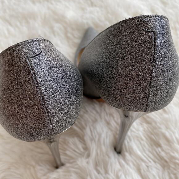 JIMMY CHOO Silver Sparkle Anouk Pointed Toe Stiletto Pump - Picture 5 of 6